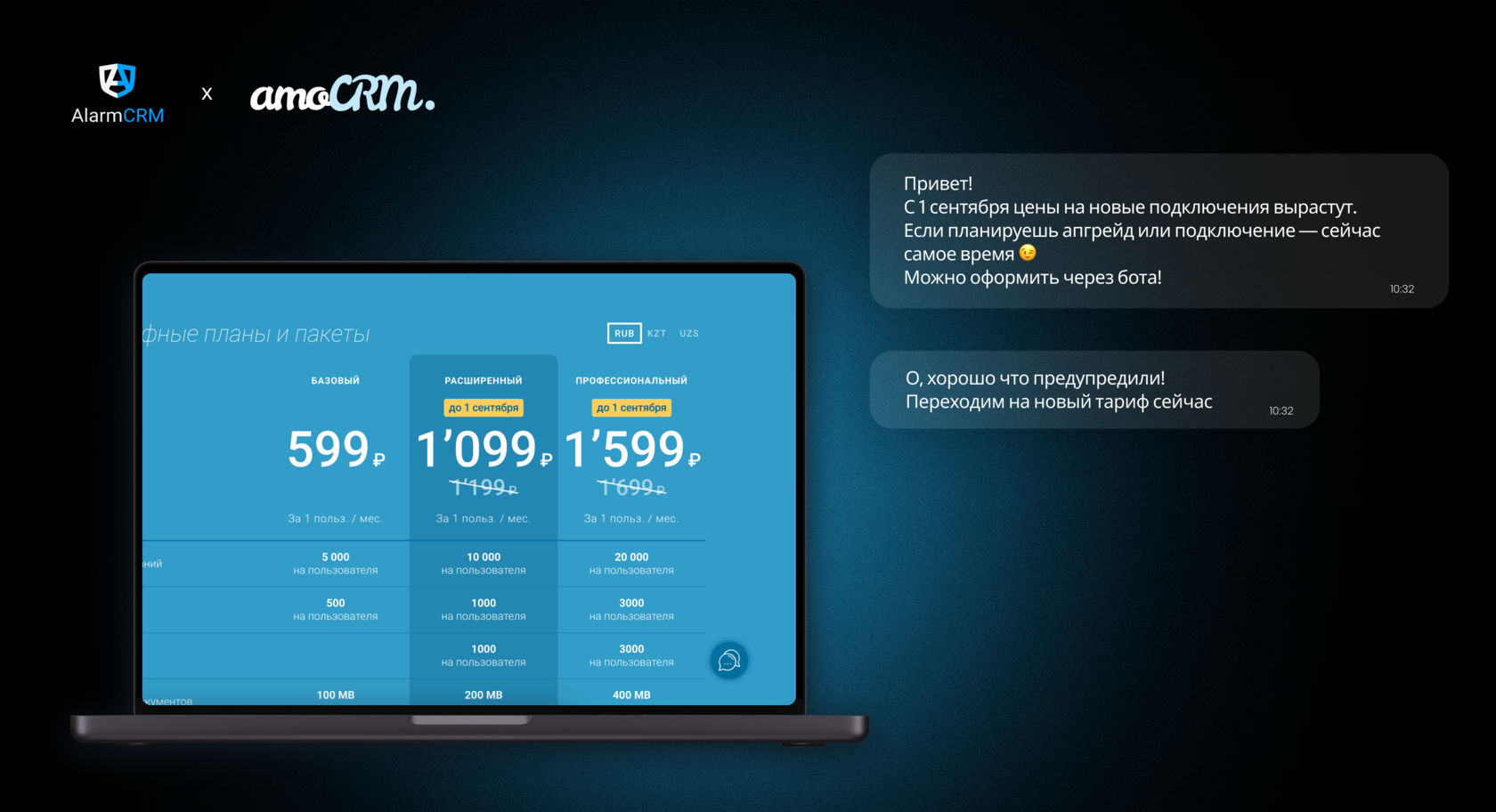 Повышение цен на amoCRM для новых клиентов с 1 сентября 2025